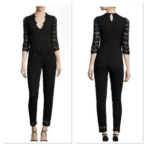 Nightcap by Carissa Rene Anthropologie 3 Black Stretch Lace Jumpsuit Sz 2